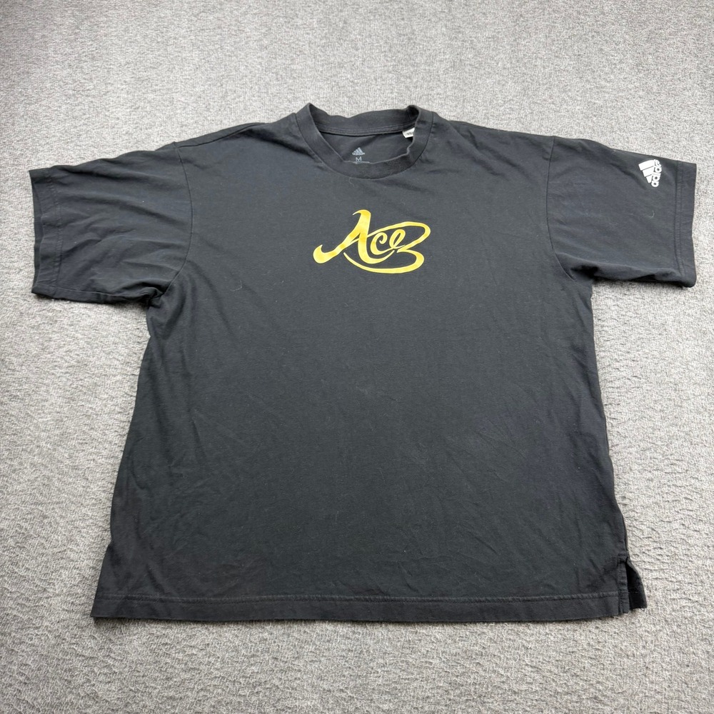 Adidas Men's M Medium Ace Graphic T-Shirt Black Gold Short Sleeve Cotton Tee